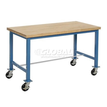 Global Industrial Mobile Packing Workbench, Maple Butcher Block Square Edge, 60inW x 30inD 607939A